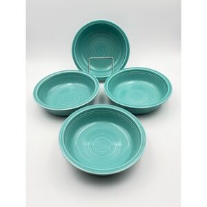 Fiestaware Turquoise Blue Green 7 Inch Rim Soup Cereal Bowls Fiesta HLC Set of 4